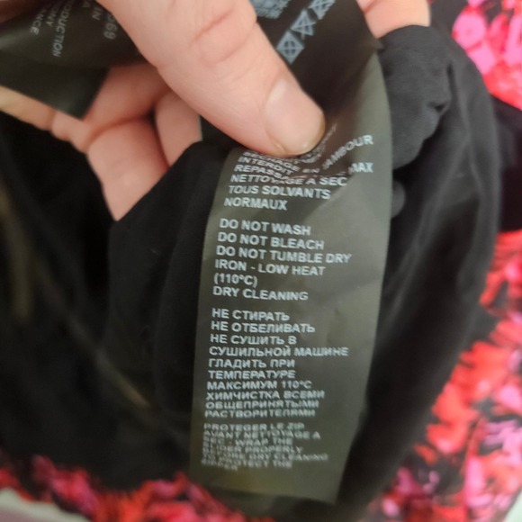 The Kooples Firework Print Midi Dress Black Red Pink V-Neck Size 1 FROB24151K - Picture 13 of 16